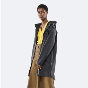 Rains Black Long Unisex Rain Jacket